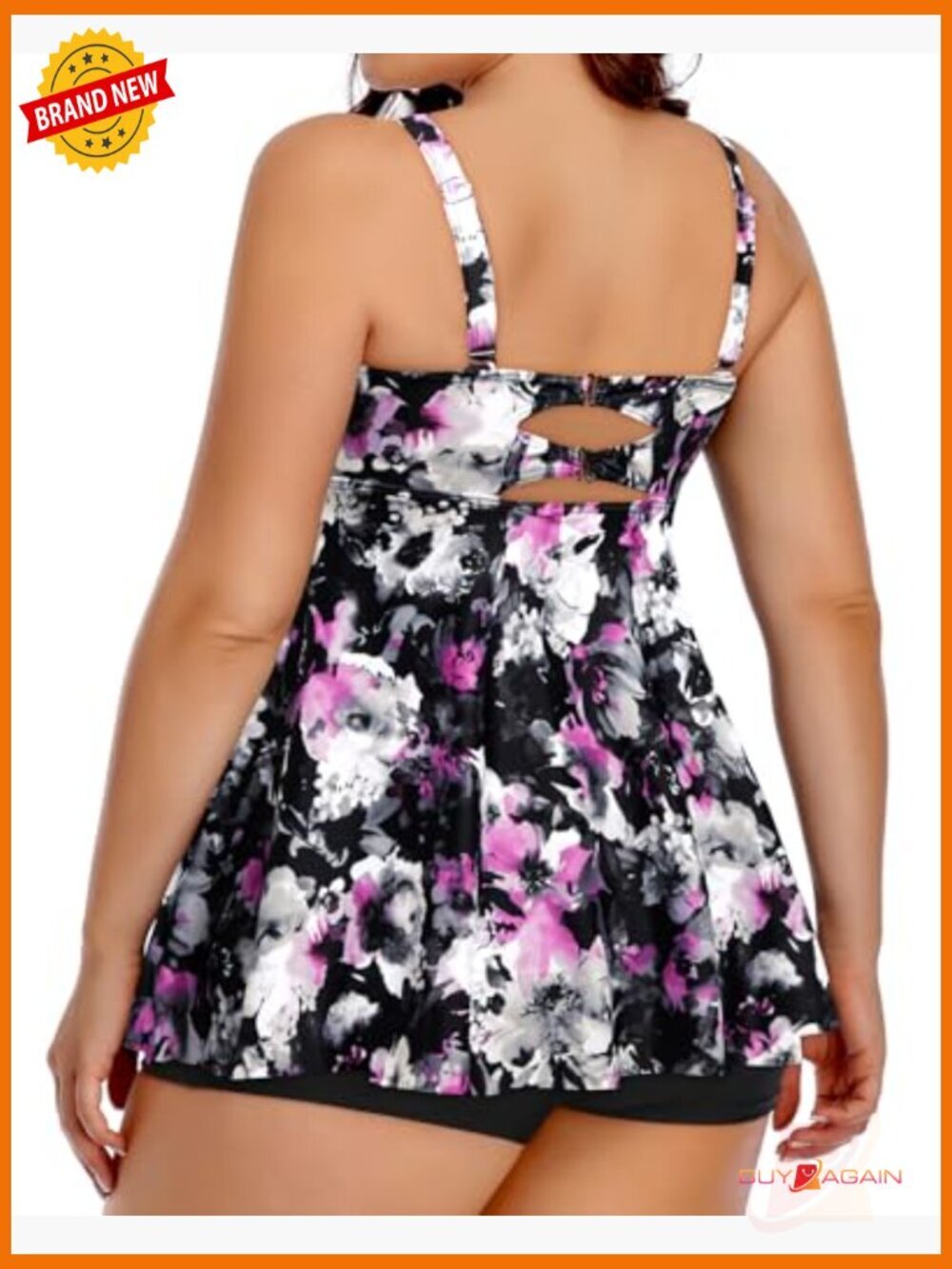Plus Size Tankini Swimsuit with Shorts Two Piece - Picture 2 of 5